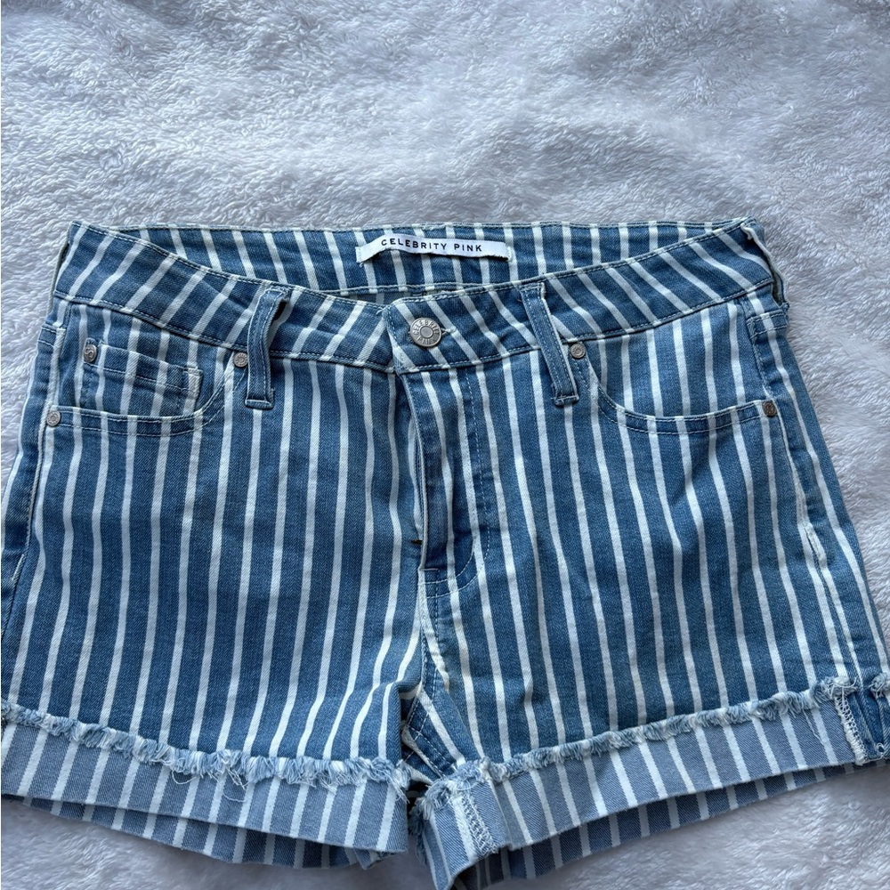 Celebrity Pink Denim Striped Jean Shorts